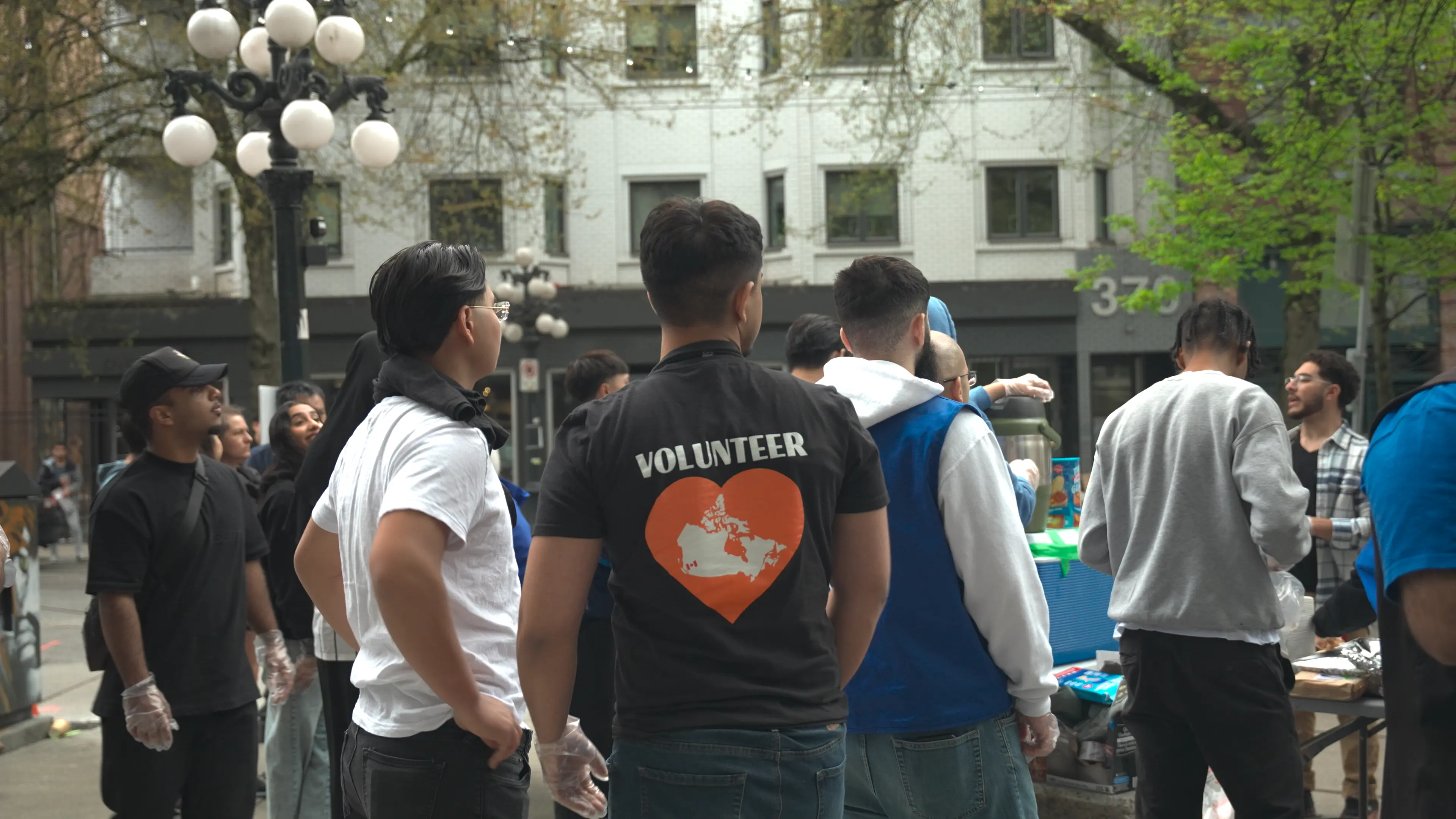 Volunteers helping at a community event